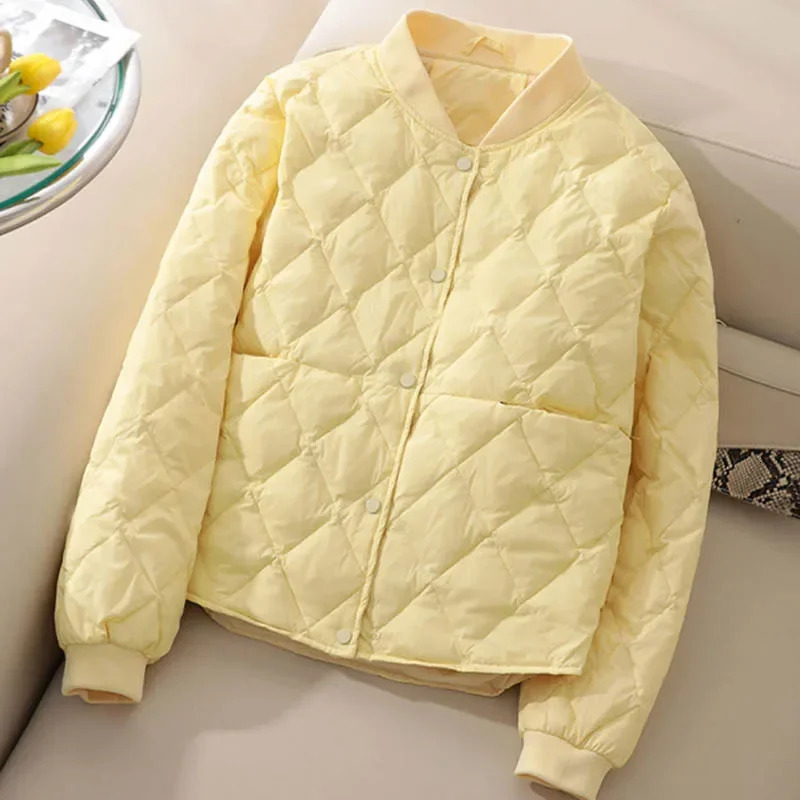 2024 Fashion Ultra Light Down Cotton Outwear Women Short Quilted Jacket Autumn Single Breasted CottonPadded 240930