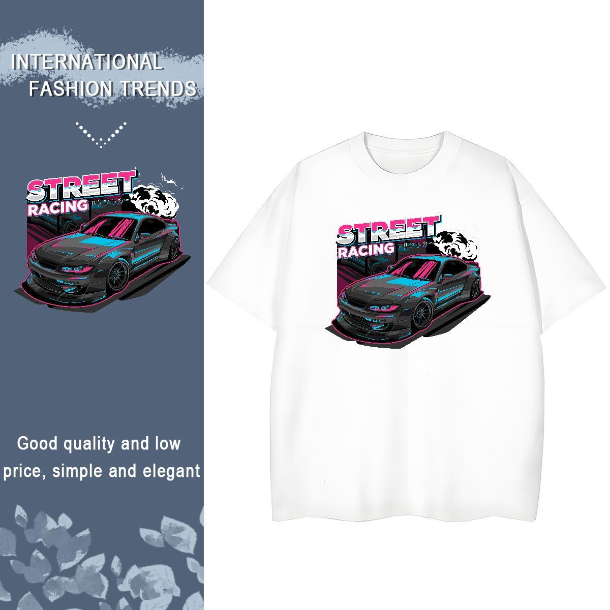 Casual New T-Shirts 100% Cotton 230g O-Neck Short Sleeve Home Outdoor car Couples T Shirts Loose fit Cartoon Print Tee Shirt