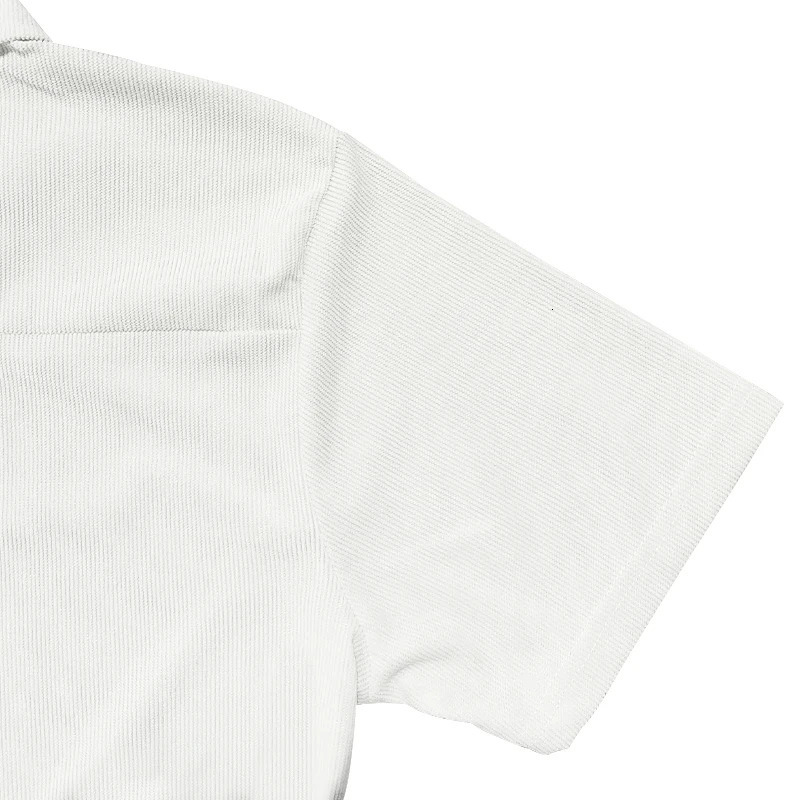 Autumn European and American Mens Solid Color Set Waffle Polo Neck Short Sleeve Zipper Pants Set 240930