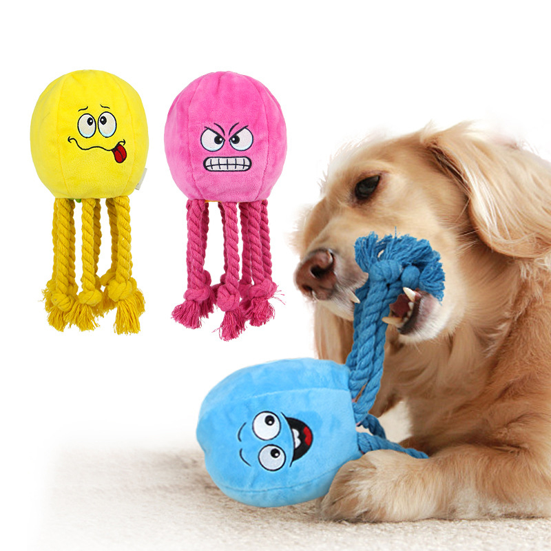 Dog Chew Toy Double Reversal Octopus Sound Animal Shape Cute Plush Puppy Cleaning Teeth for Small Medium Big Pet Supplies