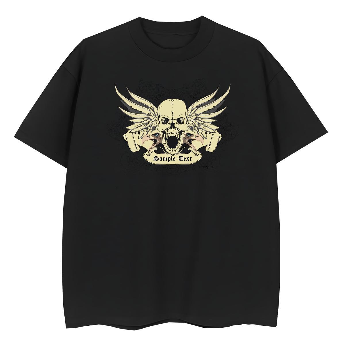 Fashion Casual T-Shirts for Women 230g 100% Cotton Breathable Short Sleeve Spring Summer wing Woman Tshirt Loose Skull Clothings