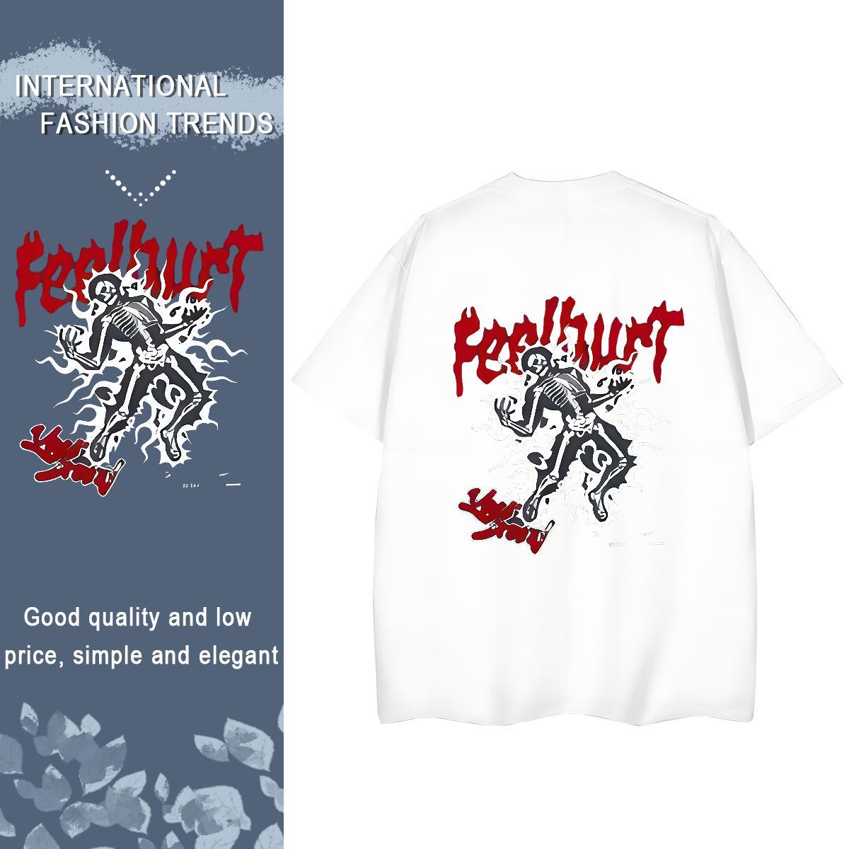 2024 Womens T Shirts 230g Pure Cotton Breathable Short Sleeve Home Outdoor skull Unisex Tshirts Soft Cartoon Print Clothings