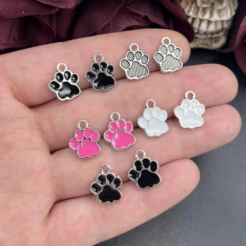 15pcs 1512mm 4 Color Dog Paw Print Charms for Jewelry Making Enamel Footprint DIY Earrings Pendants Necklaces Findings 241010