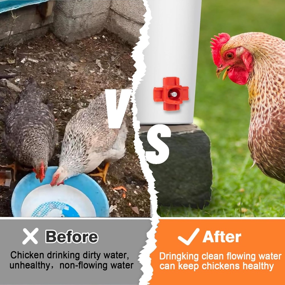 10/15/10pcs Chicken Water Dispenser Chicken House Automatic Water Feeding Bowl Poultry Cross Drinking Mouth Breeding Equipment