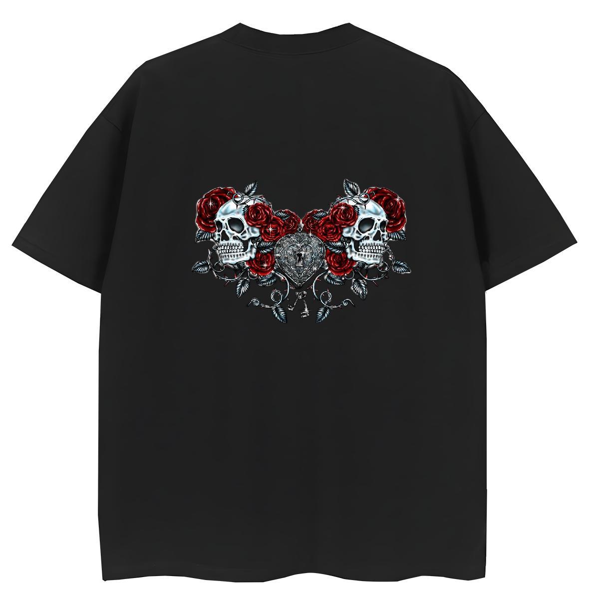 Fashion T Shirt For Woman 230g Cotton O Neck Short Sleeves Sports Casual skull Women Tshirts Comfortable Anime Print Tops Tees