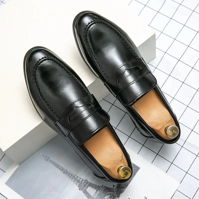 Spring and Autumn Loafers Slip-On Business Formal Casual Brown MenShoes Leather Men Dress Shoes Large Size 38-48 240701 241122