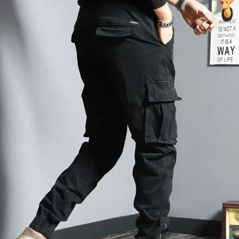 Trouser Mens Pencil Grey Cargo Pants Mens Ultra Thin Stretch Large Emo Cotton Casual Y2k Fashion Korean Style Large 241007