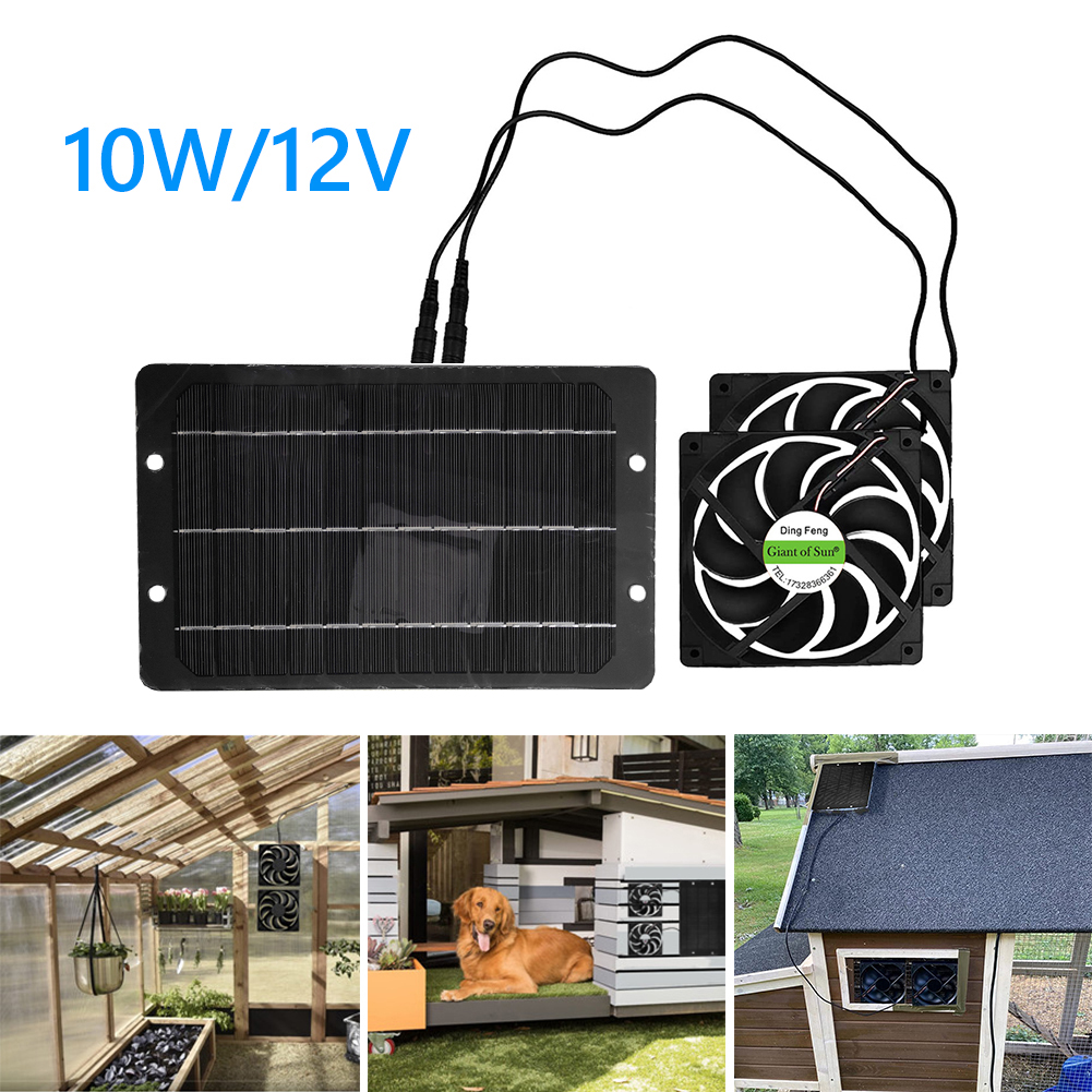 10W 12V Solar Panel & High Speed Ventilation Vent Fan Solar Panel Kit Solar Attic Fan Kit for Chicken Coop Shed Pet House