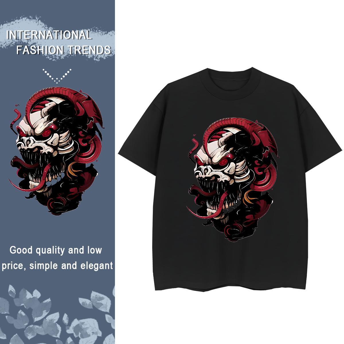 Classic Womens T Shirts 100% Cotton 230g Breathable Short Sleeve Casual Sport skull Unisex Tshirts Wholesale DIY Anime Printed Polos