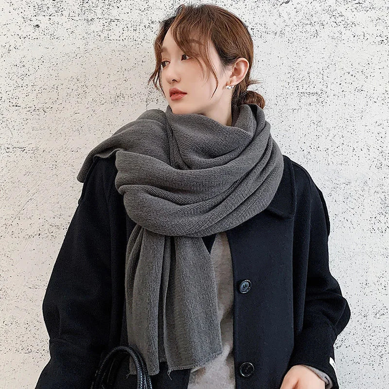 Winter Womens Scarf Fashion Warm Shawl And Wrap Bandana Pashmina Female Solid Color Large Long Knitted Scarves 241009