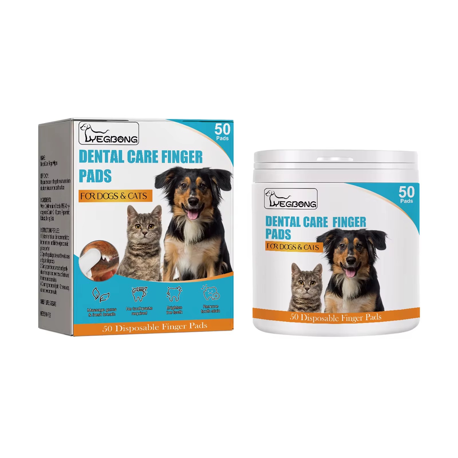 Pet Teeth Cleaning Wipes Disposable Finger Cot Tartar Cochlear Remover Gentle Gum Bad Breath Cleaner Dog Dental Cleaning Towel