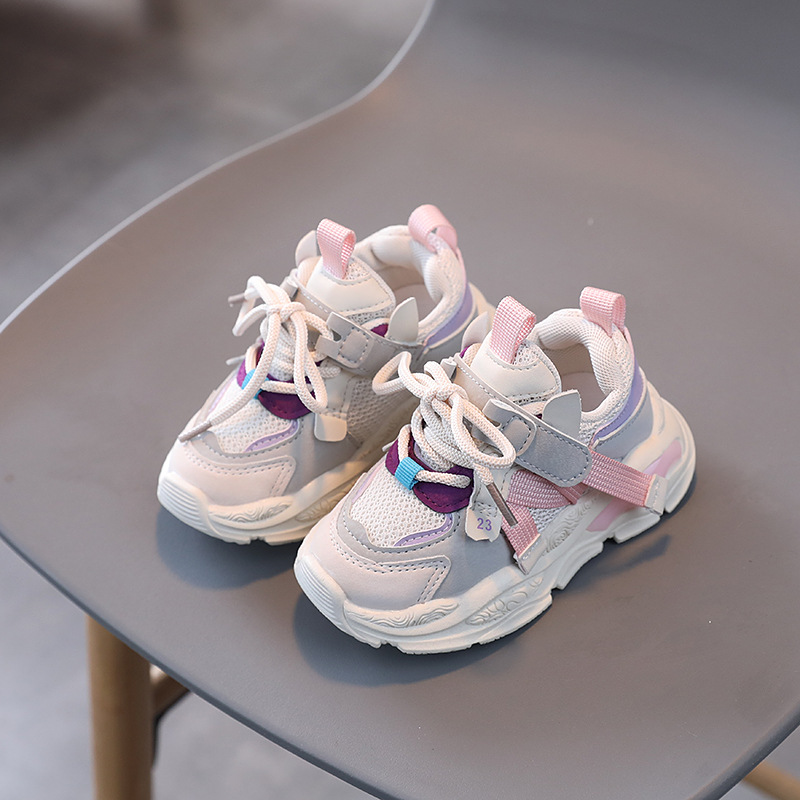 Kids Sport Shoes Fashion Cross-tied Mesh Breathable Boys Sneakers Children Girls Outdoor Running Shoes Sizes 21-36