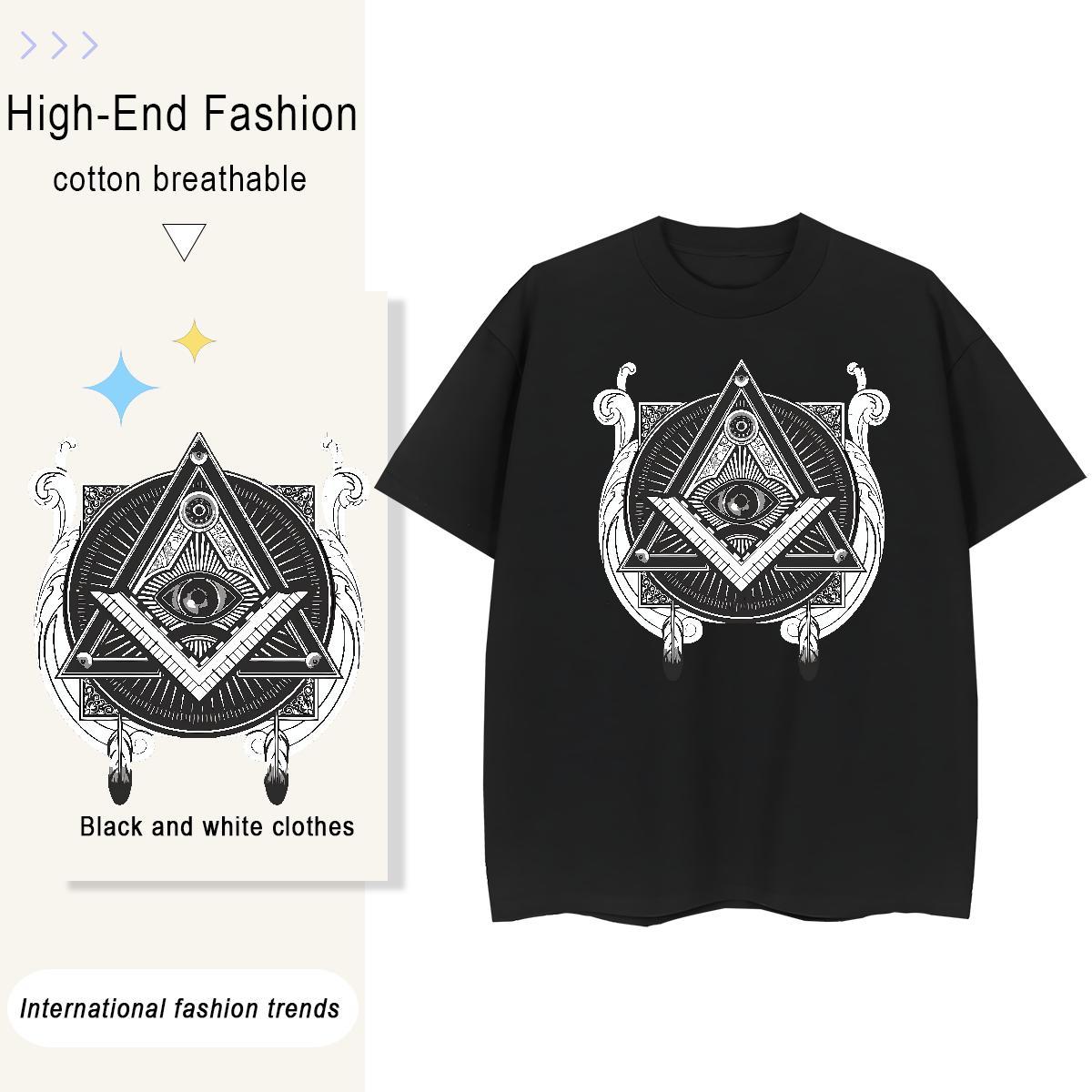 Fashion Casual T Shirt For Woman 230g Pure Cotton Breathable Sport eye of the devil Unisex Tshirts Loose fit Black White Tees