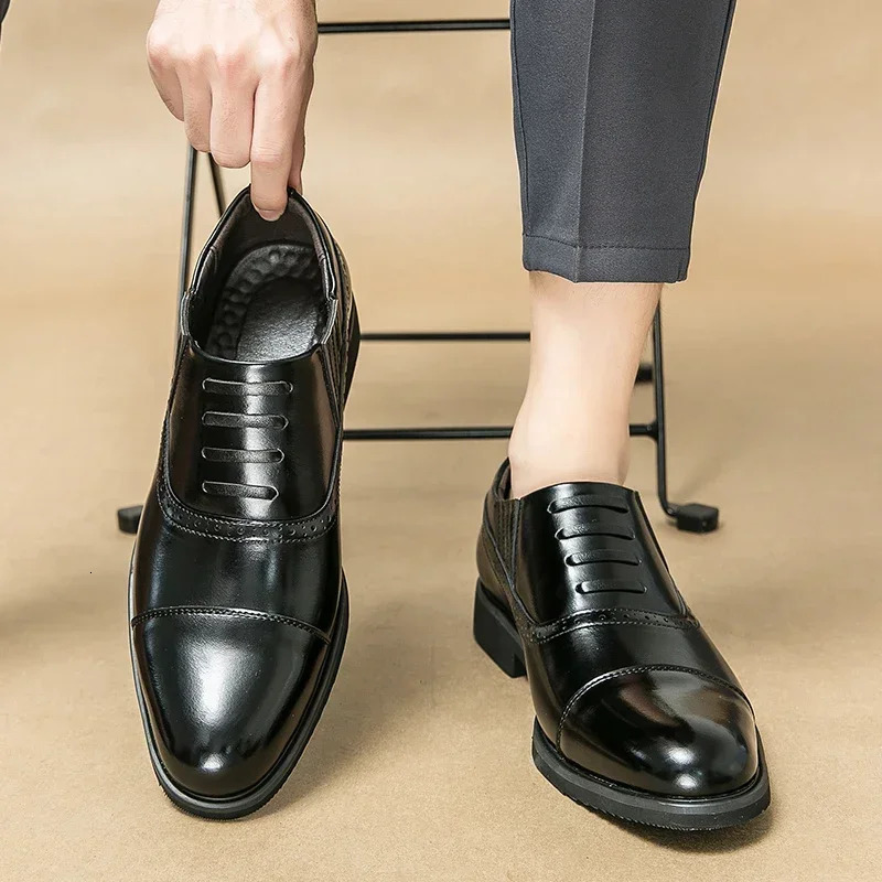 Fashion Brogue Business Mens Leather Shoes Office Oxford Italian Mens Wedding Dress 241007