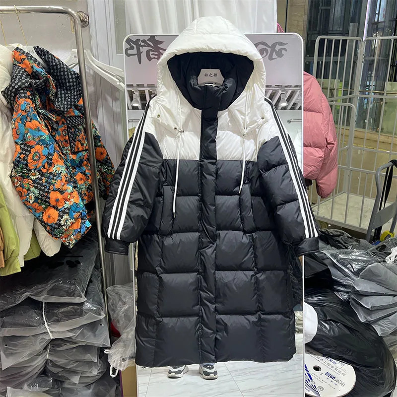 Womens Winter Jacket Korean Fashion Couple Hoodie Long Coat Long Sleeve Warm Thick Coat Y2K Puff Jacket 241009