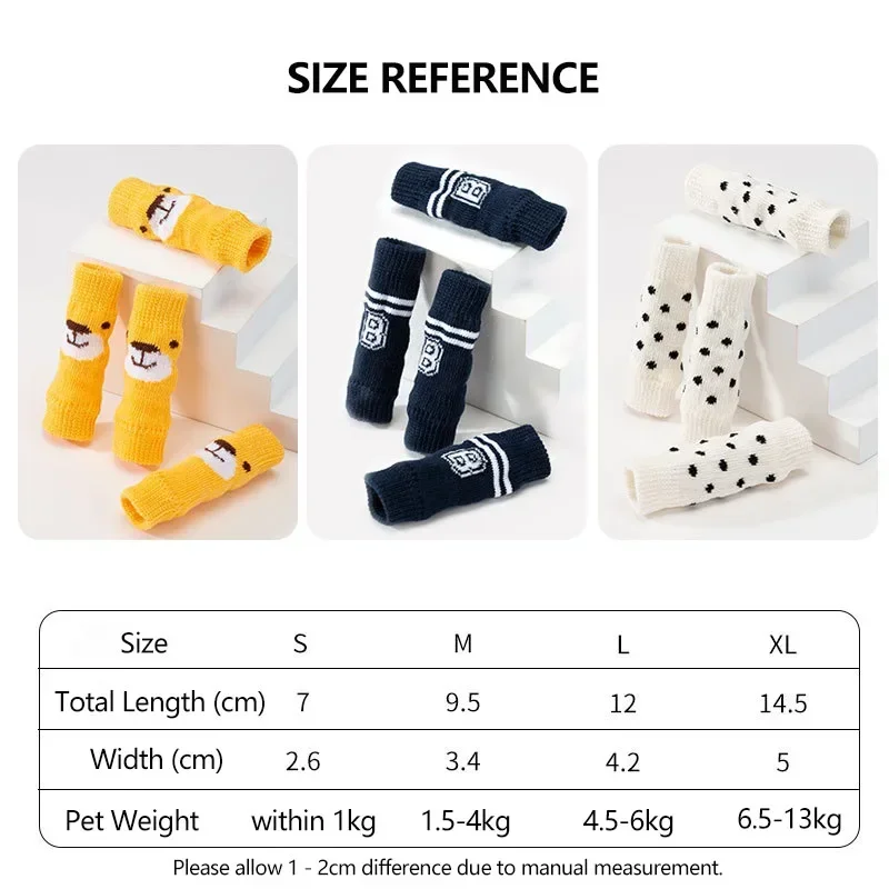 4Pcs Pet Anti-dirty Socks Leggings Knee Dog Booties Socks Cat Leg Sock Winter Warm Leg Protector Dogs Cat Puppy Socks Cover