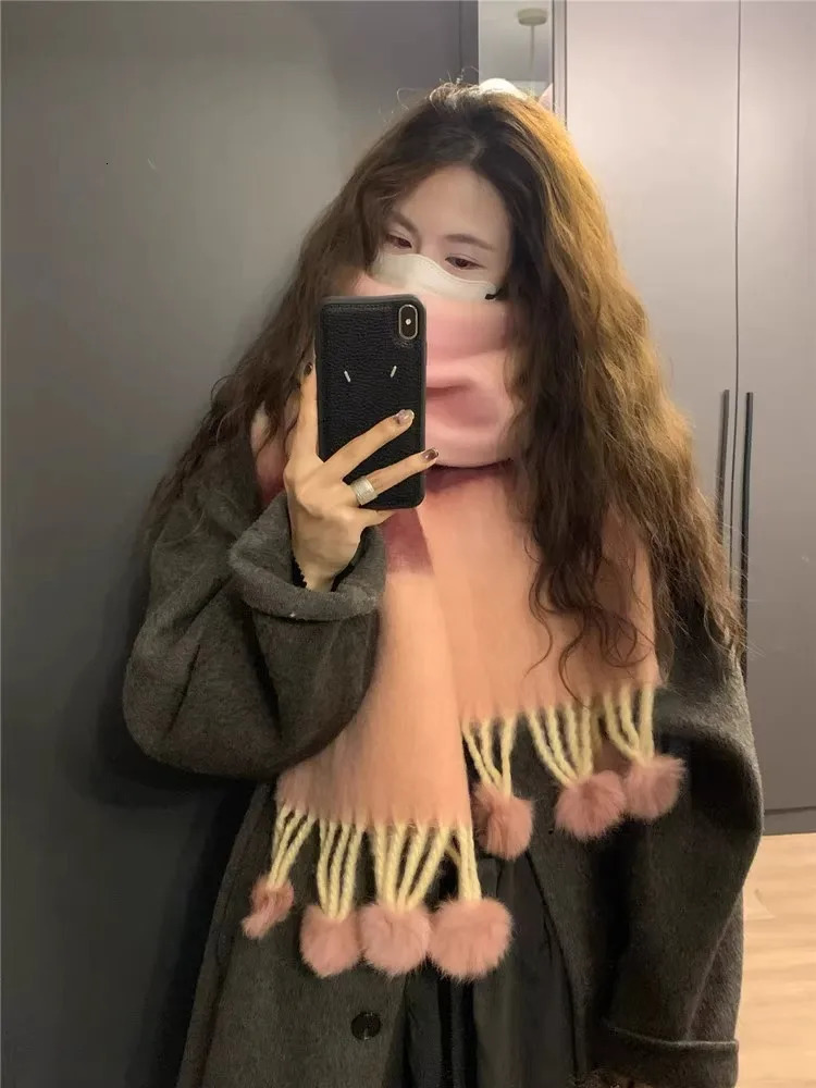 Winter Soft Warm Scarf Women Fashionable Plush Colorful Striped Scarf Versatile Mohair Couple Shawl Long Vintage Scarf Shawl 241009