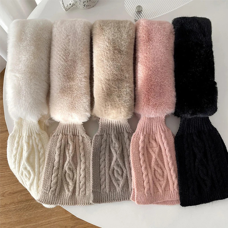 Scarf Womens Winter Warm Thick Scarf Korean Plush Knitted Cross Collar Scarf Shawl Soft Perforated Scarf Neck Scarf 241007