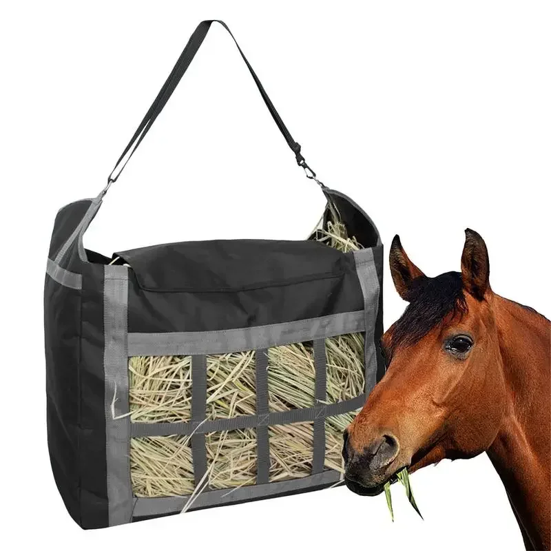 Hay Bags for Goats Hangable Feeding Bags for Horse Feed Large Capacity Tote Hay Bale Storage Slow Feed Hay Net Pet Supplies