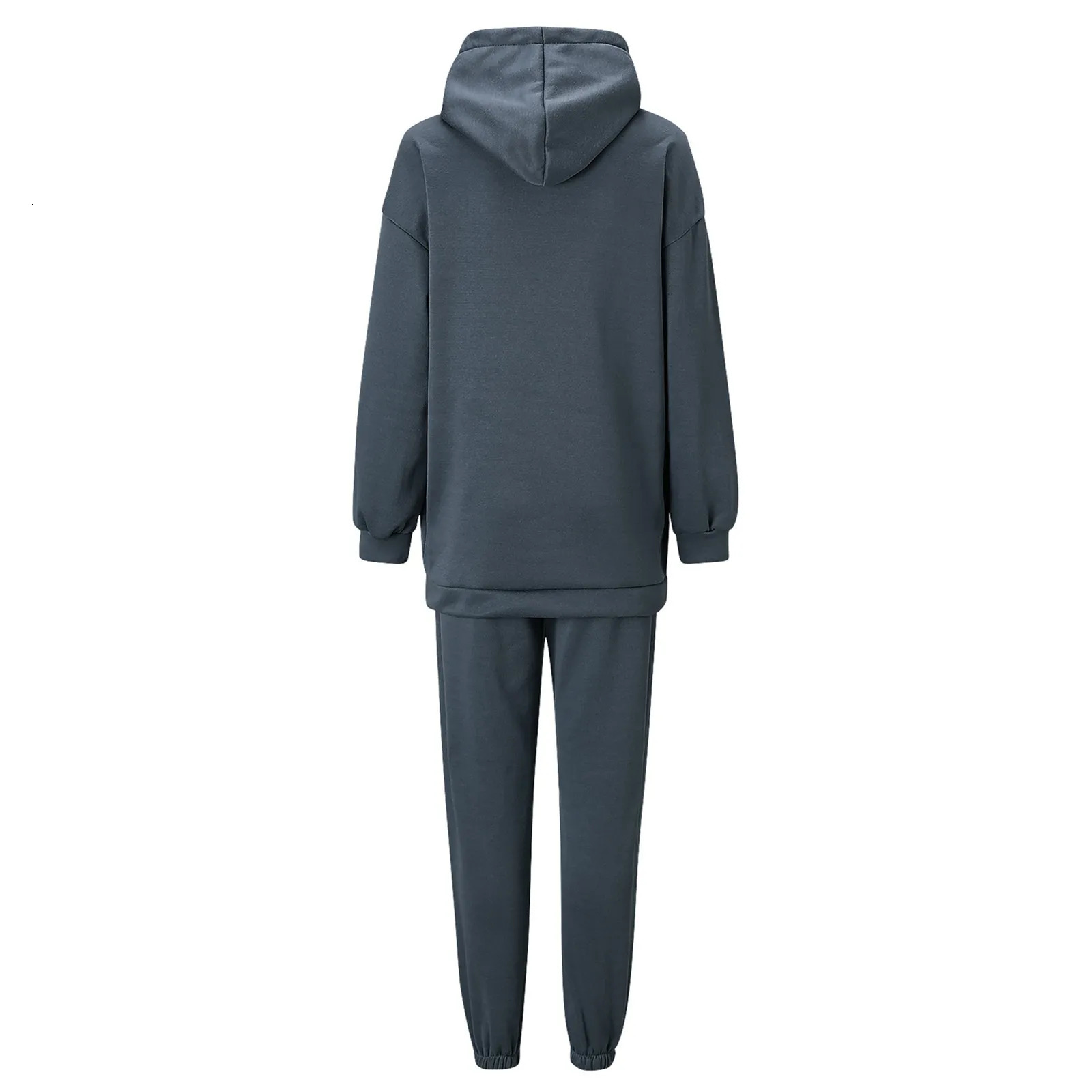 Autumn/Winter Warm Womens Casual Sportswear Solid Color Round Neck Sweatshirt Womens Day Pants Set 2 pieces 241011