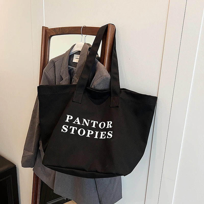 Alphabet canvas bag summer trend Korean niche handbag casual large capacity shopping bag commuting shopping 241008