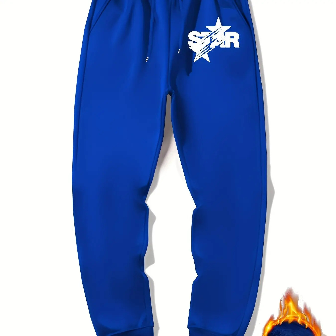 Spring and Autumn Streetwear Fashion Star Pattern Print Mens Drawstring Sweatpants Fleece Casual Jogging Pants S3XL 241010