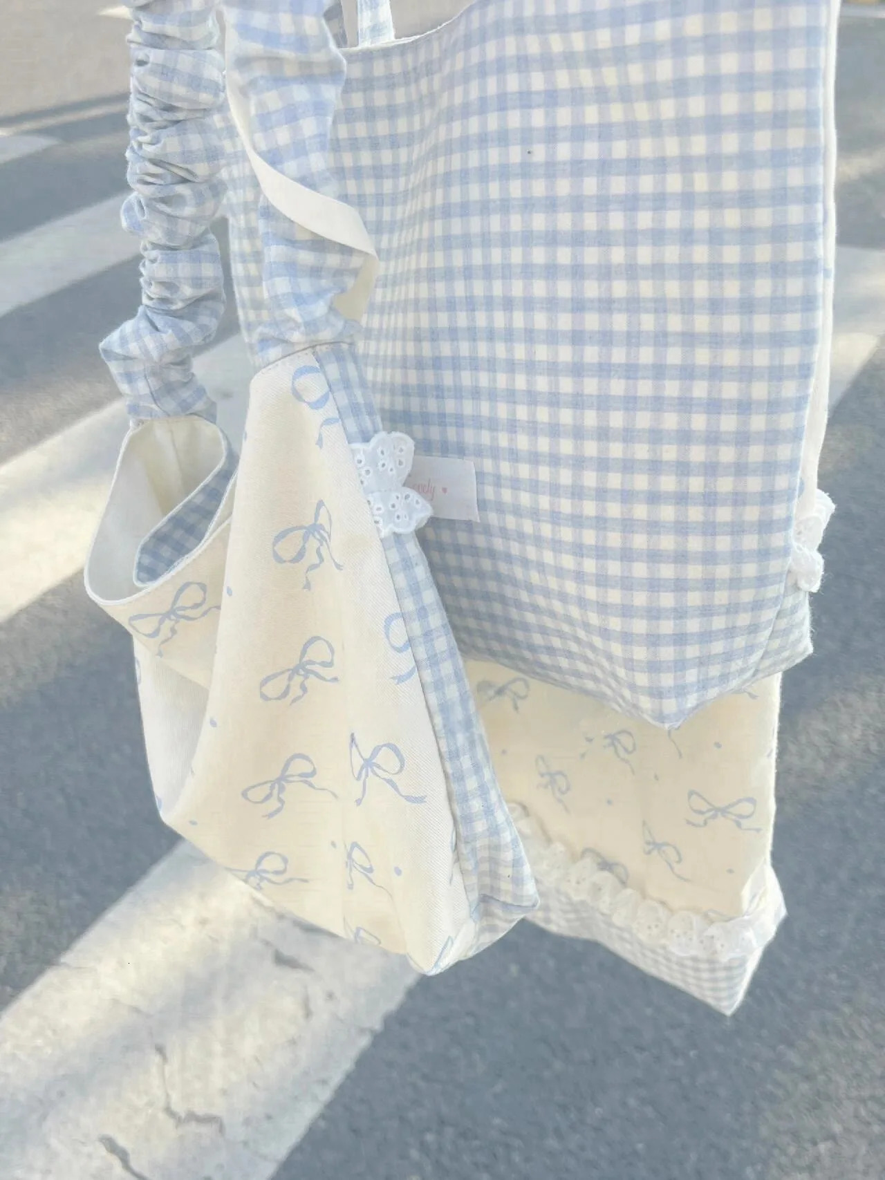 Miyagawa Korean Bow Canvas Bag Summer Fresh Handbag Large Capacity Casual Shoulder Bag 241008