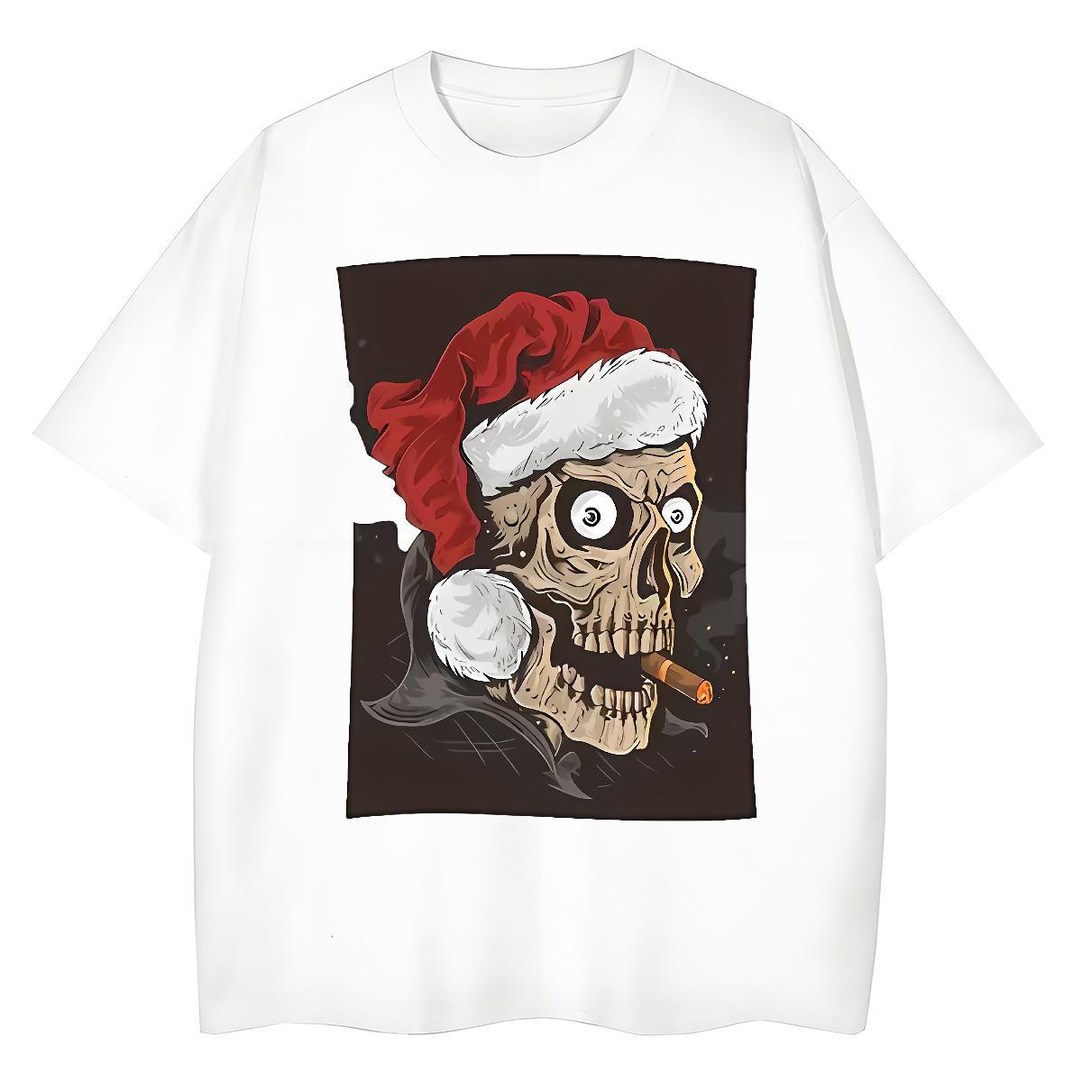 New T-Shirts 230g 100% Cotton O-Neck Short Sleeve Hip Hop skull Couples T Shirts Lady Customized Top Tees