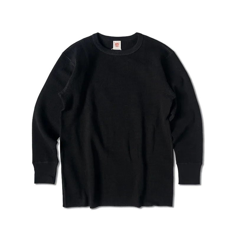Non Stock Heavyweight Waffle Knit Long Sleeve TShirt Mens Base Layer Thermal Shirt 241011