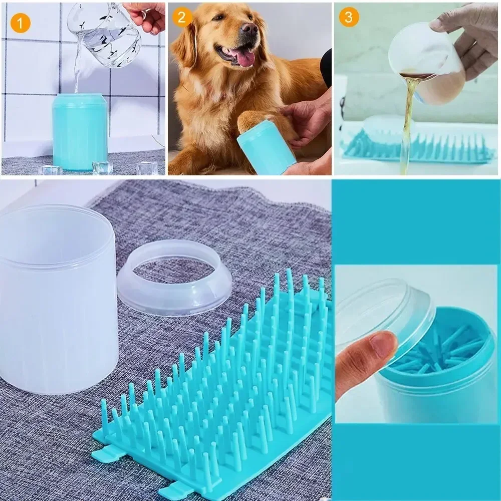Pet Paw Cleaner Soft Silicone Foot Cleaning Brush Portable Pet Dogs Towel Foot Washer Cleaning Bucket Clean Grooming Supplies