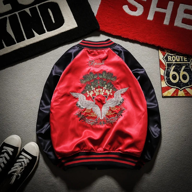 Mens and womens embroidery doublesided splicing color jacket hiphop style street clothing fashion baseball 241011