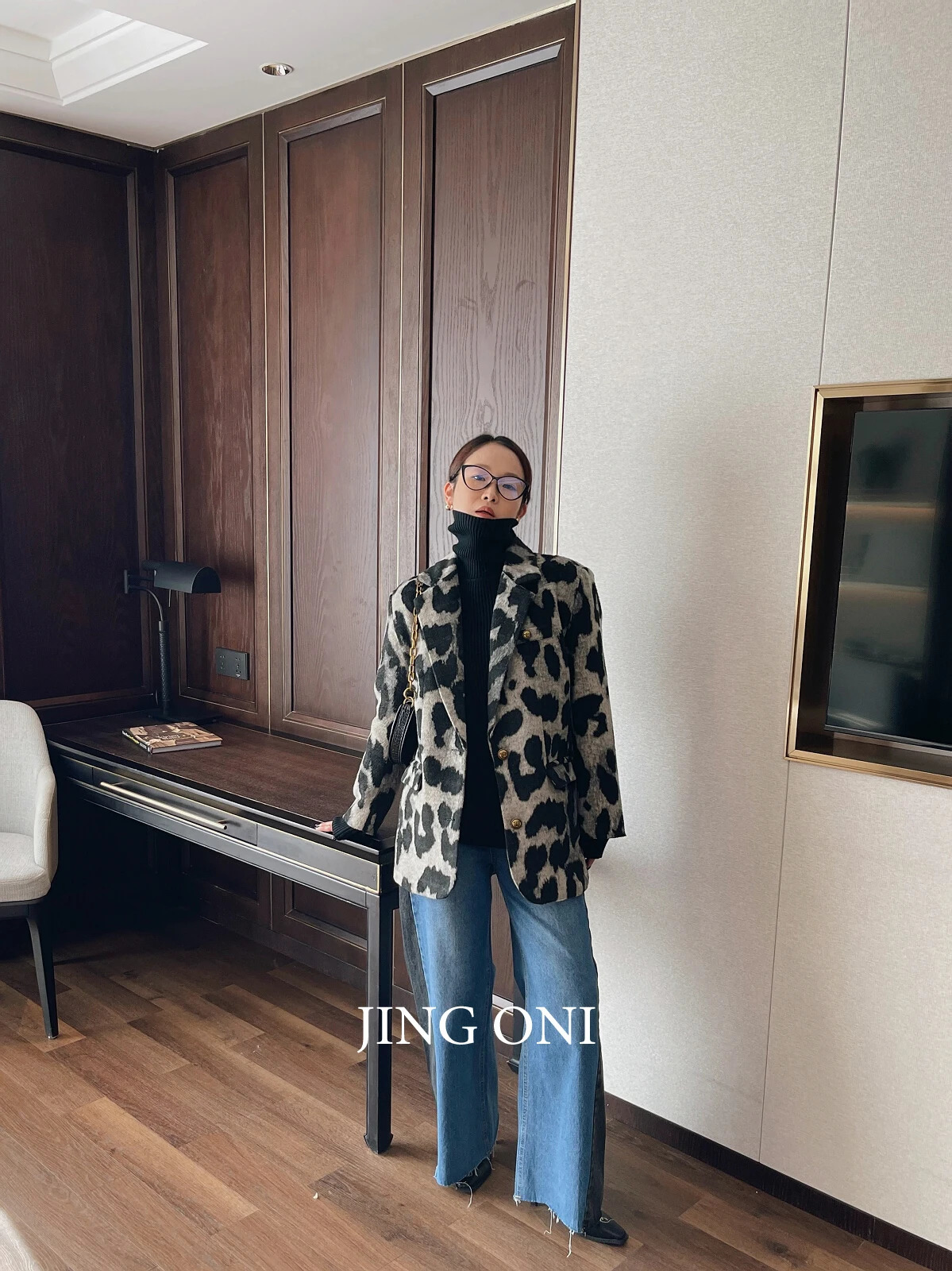 Leopard Jackets wool blend coat womens clothing Y2k Korean fashion style retro winter elegant coat Trench item 241007