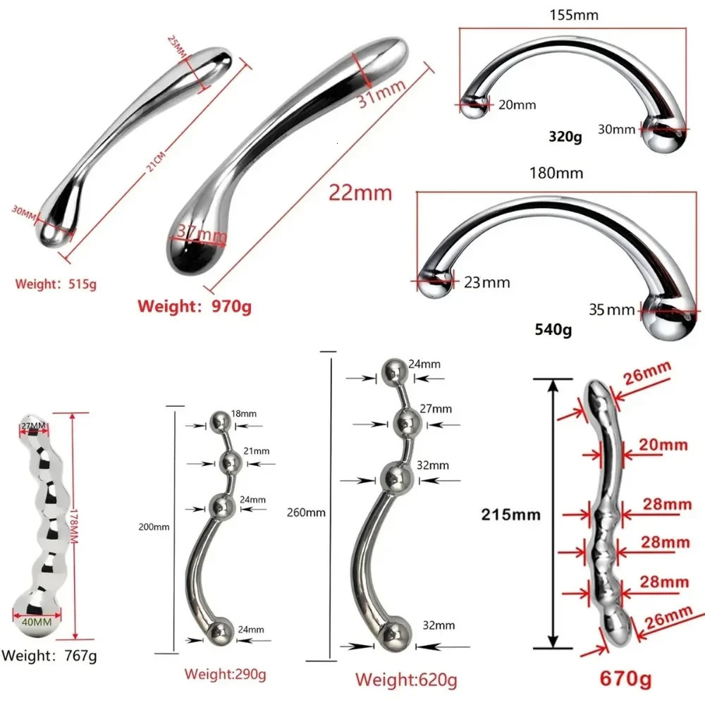 Stainless Steel Double Large Butt Plug Dildo G Spot Metal Anal Beads Plug P-spot Prostate Massager Stick Vaginal Sex Toy 241010