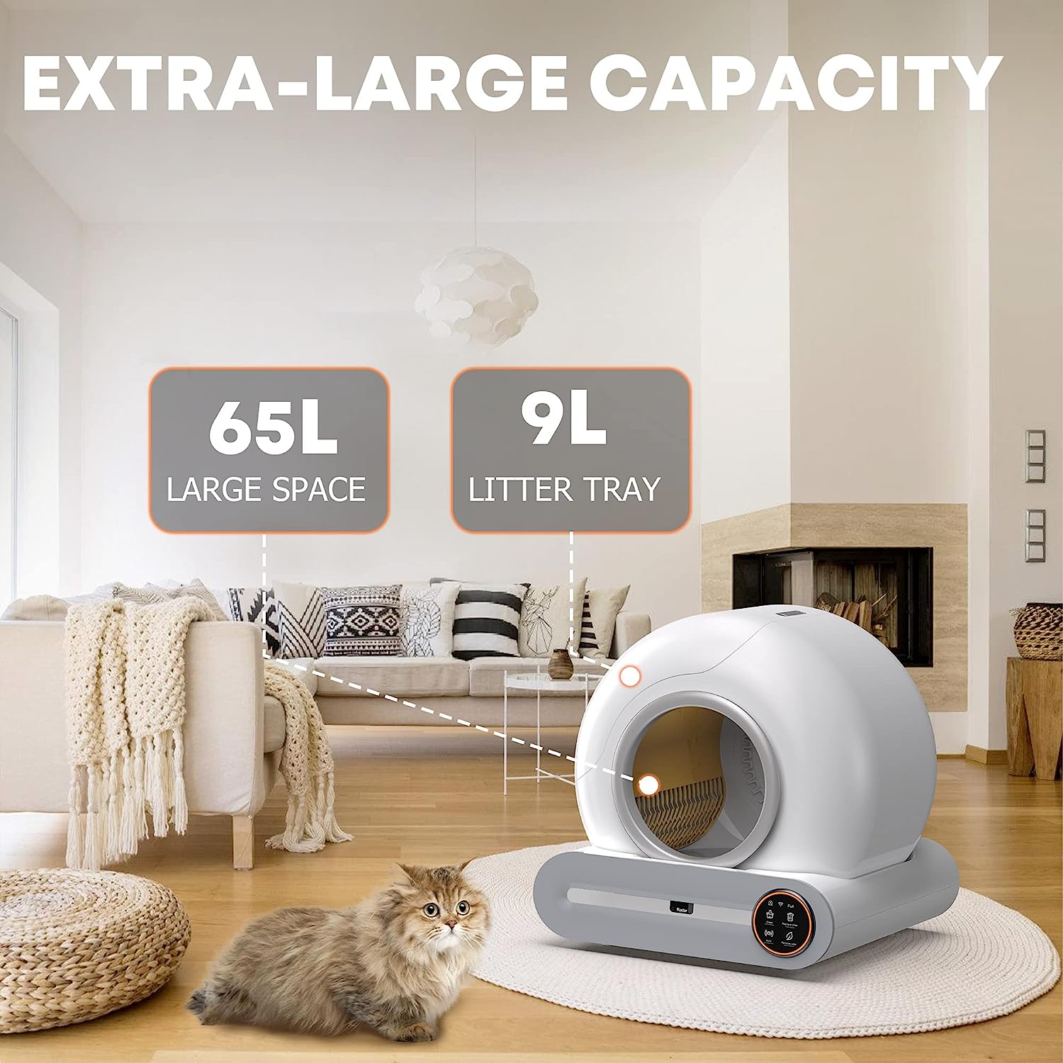 Automatic cleaning cat litter box, ultra-safe protection automatic cat litter box, APP control/lower entrance/large capacity cat