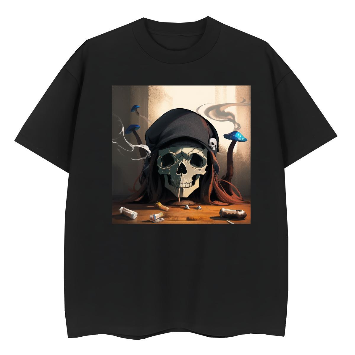Designer T shirt 100% Cotton 230g Breathable Short Sleeve Home Outdoor skull Tshirt for Man Woman Female DIY Logo Polos