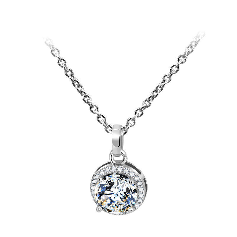 2024 Ins Top Sell Three Stone Pendant Simple Fashion Jewelry Real 925 Sterling Silver Round Cut White Lab Moissanite Diamond Party Women Wedding Clavi