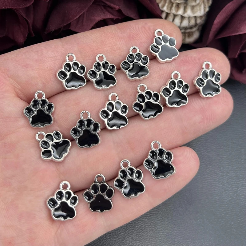 15pcs 1512mm 4 Color Dog Paw Print Charms for Jewelry Making Enamel Footprint DIY Earrings Pendants Necklaces Findings 241010