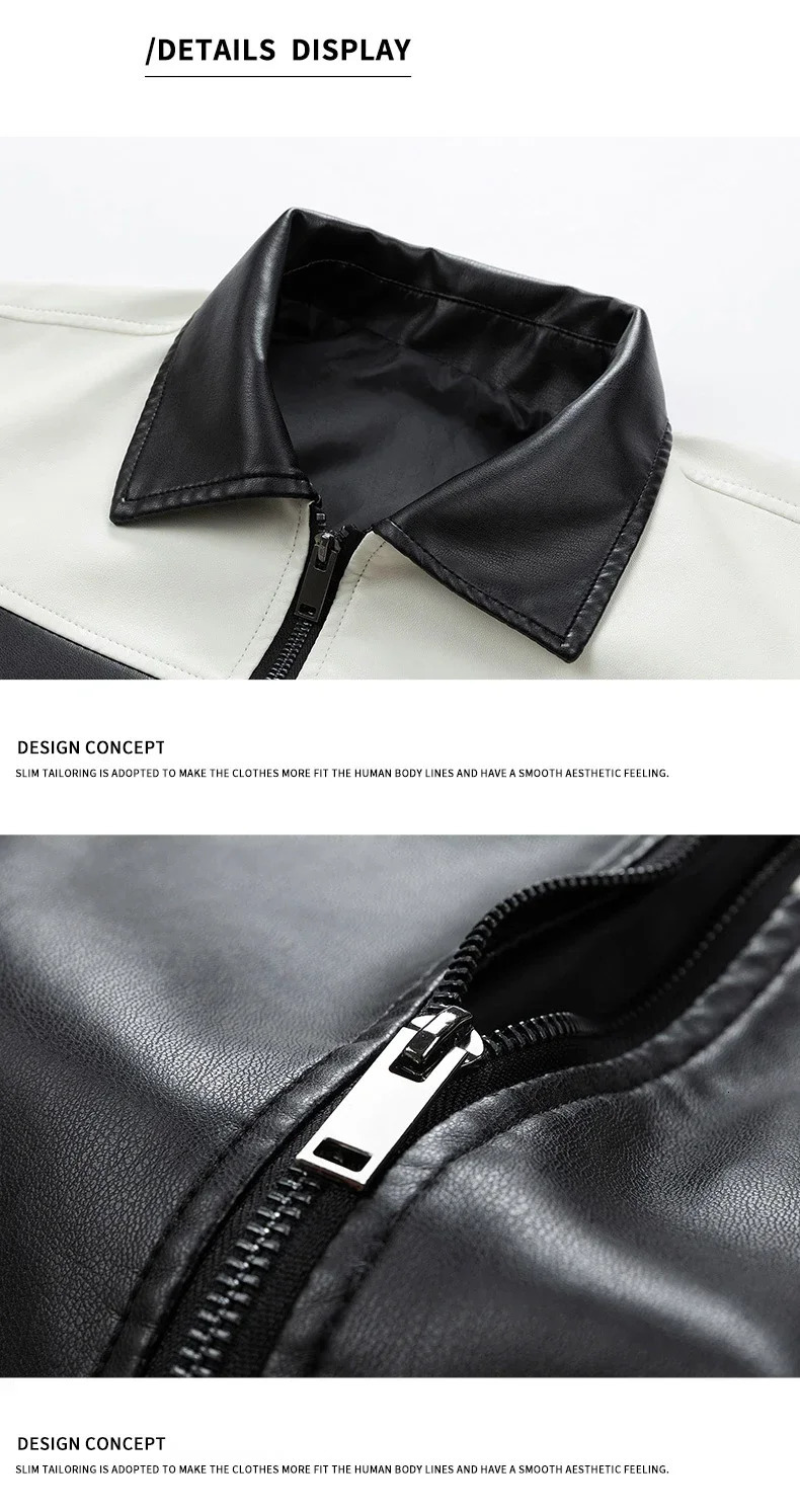 Men Leather Jacket Autumn Winter PU Jacket Vintage Slim Biker Coats Mens Motocycle Jackets Coat Casual Street Wear Hip Hop Top 241011