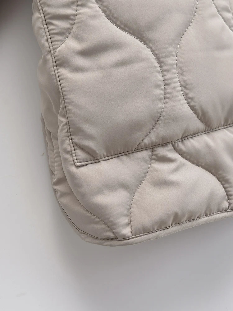 KAOPU ZA Women patch pocket cotton padded jacket coat vintage o neck long sleeve zipper-up female outerwear chic tops 241010