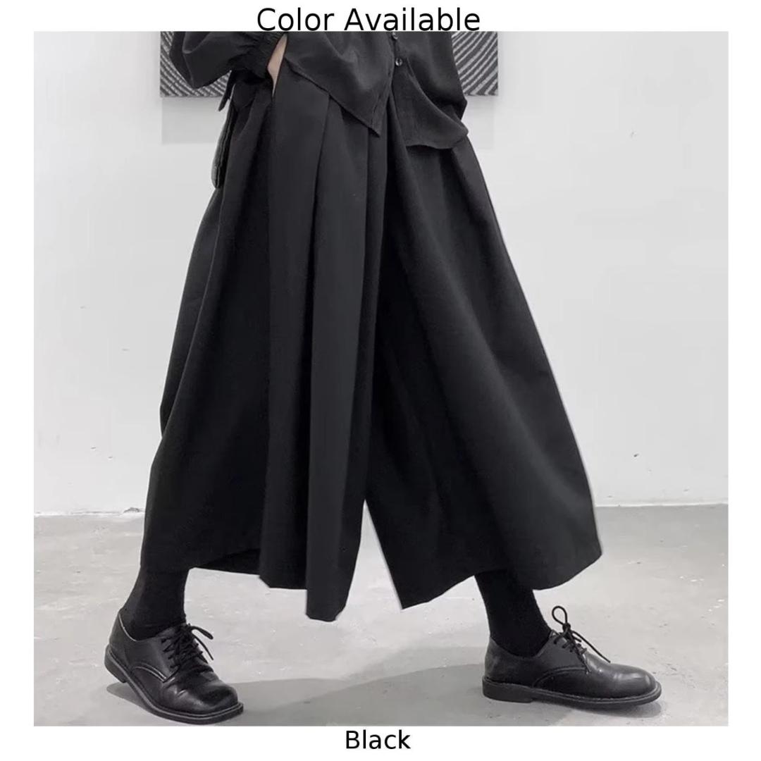 Men/male Gothic Dark Style Loose Cropped Hakama Wide Leg Design Sense Samurai Pants Casual Solid