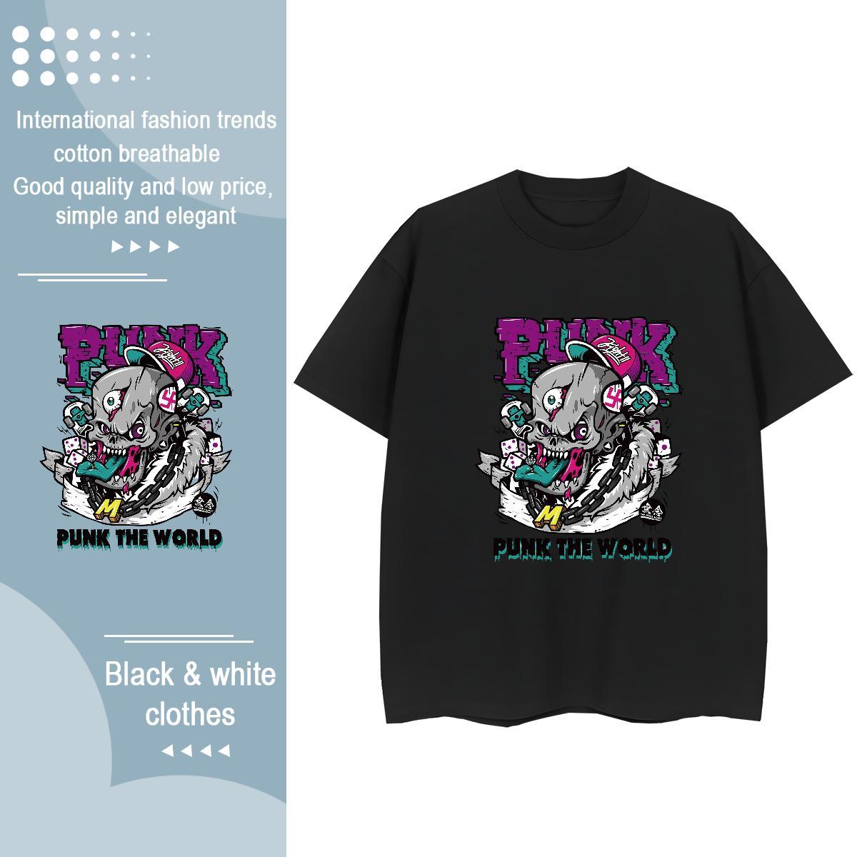 TOP Quality T Shirts Women 100% Cotton 230g O Neck Short Sleeves Street skull Women Tshirts 5A Oversized Top Shirts