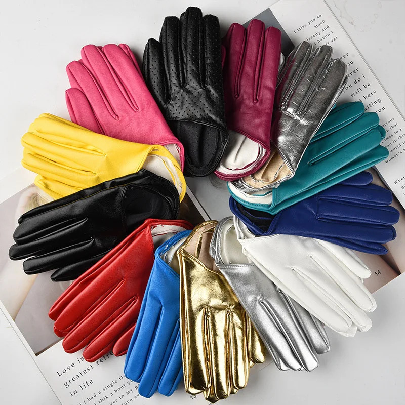 Harajuku Dark Lolita Half Palm Punk Gothic Womens Stage Performance Gloves Pole Dance Nightclub Synthetic Leather 241009