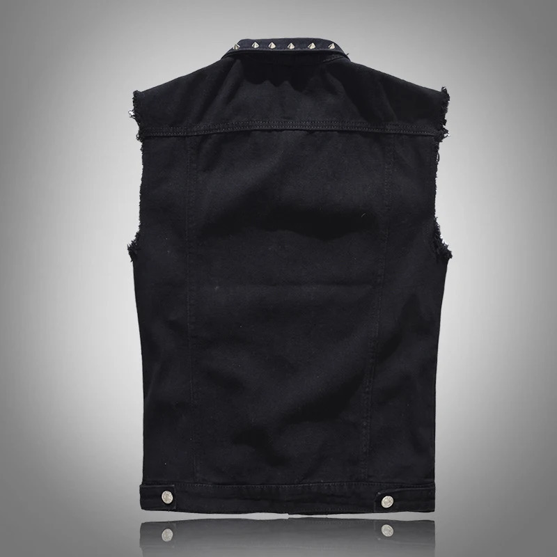 DIMUSI Spring Autumn Mens Vest Vintage Denim Jeans Vest Male Black Sleeveless Jackets Men Rivet Hole Jeans Waistcoats 5XLTA338 241011