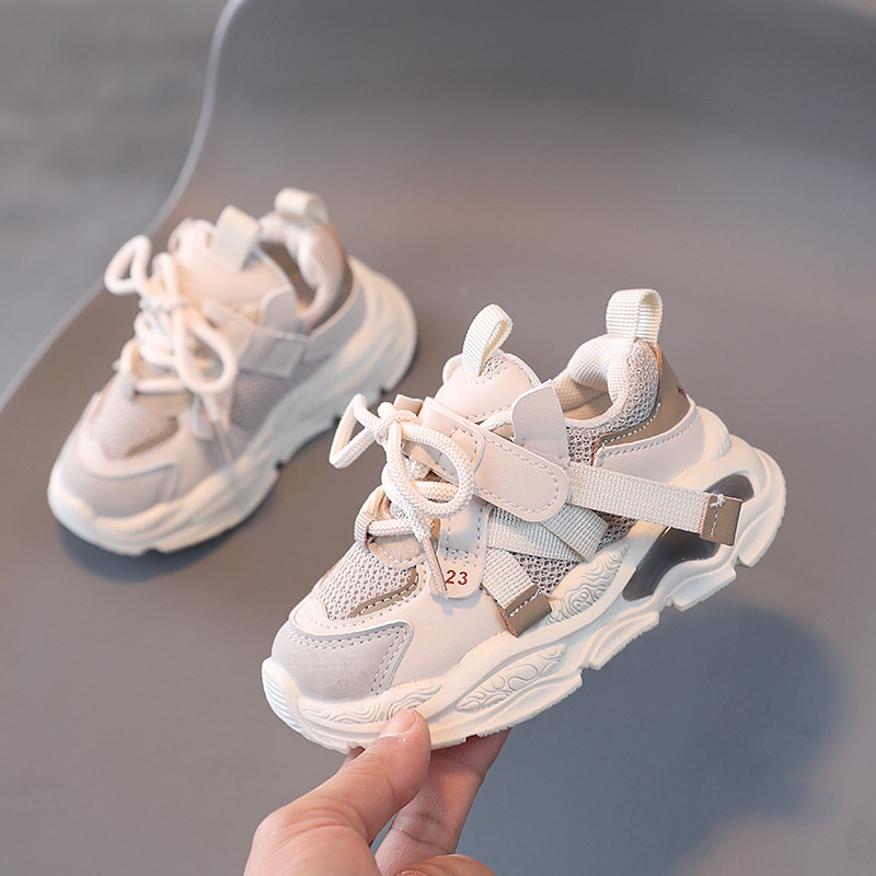 Kids Sport Shoes Fashion Cross-tied Mesh Breathable Boys Sneakers Children Girls Outdoor Running Shoes Sizes 21-36