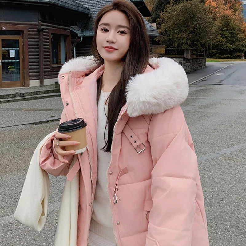 Black down jacket womens hooded fashion American streetwear Y2K style duck down womens winter pink short jacket 241009