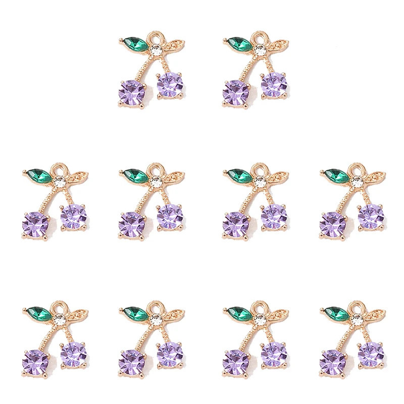 Peixin 10PcsSet Charming Colorful Crystal Cherry Pendant Fruit Dangle Jewelry Accessories DIY Earrings Making Supplies 241010