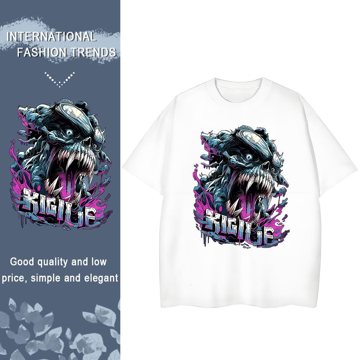 Fashion Casual T Shirt For Woman 100% Cotton 230g O-Neck Short Sleeve Outdoor skull Women Tshirts 5A Floral Print Wear