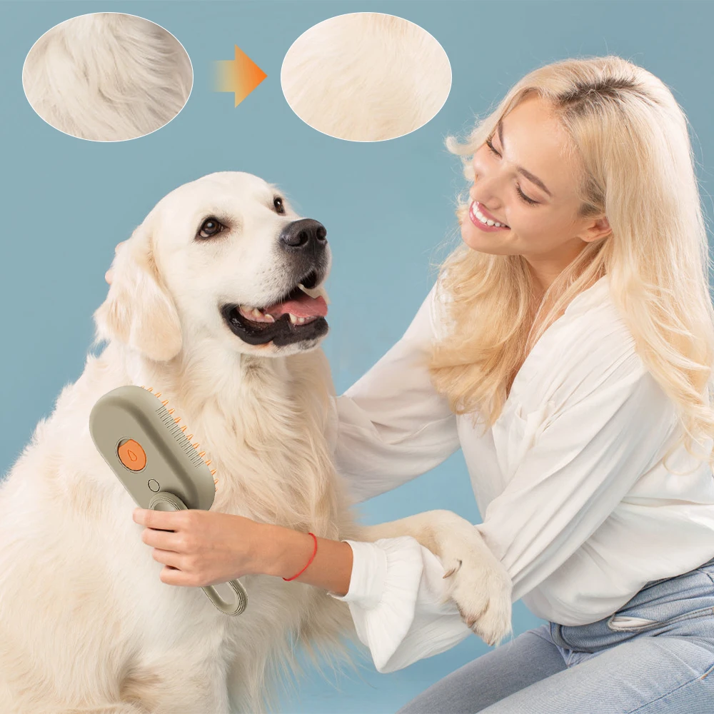 Steam Pet Brush 3-in-1 Massage Dog Steamy Brush Spray Beauty Tangled and Loose Hair Removal Cats Grooming Comb Dogs