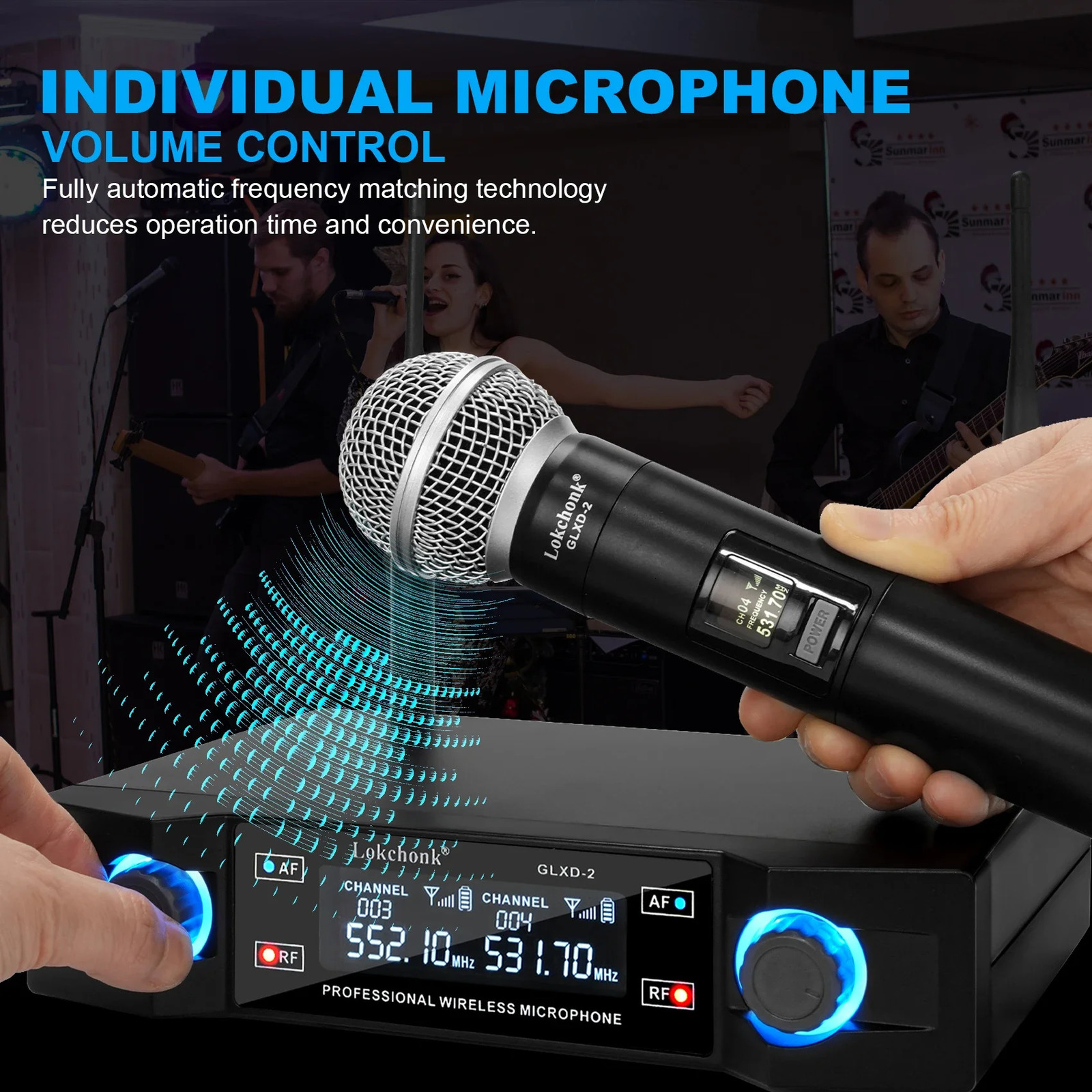 GLXD2 Professional Wireless Microphone System Dual Channel UHF Fixed Frequency Cordless Handheld Dynamic Microphone for Karaoke Parties 241009