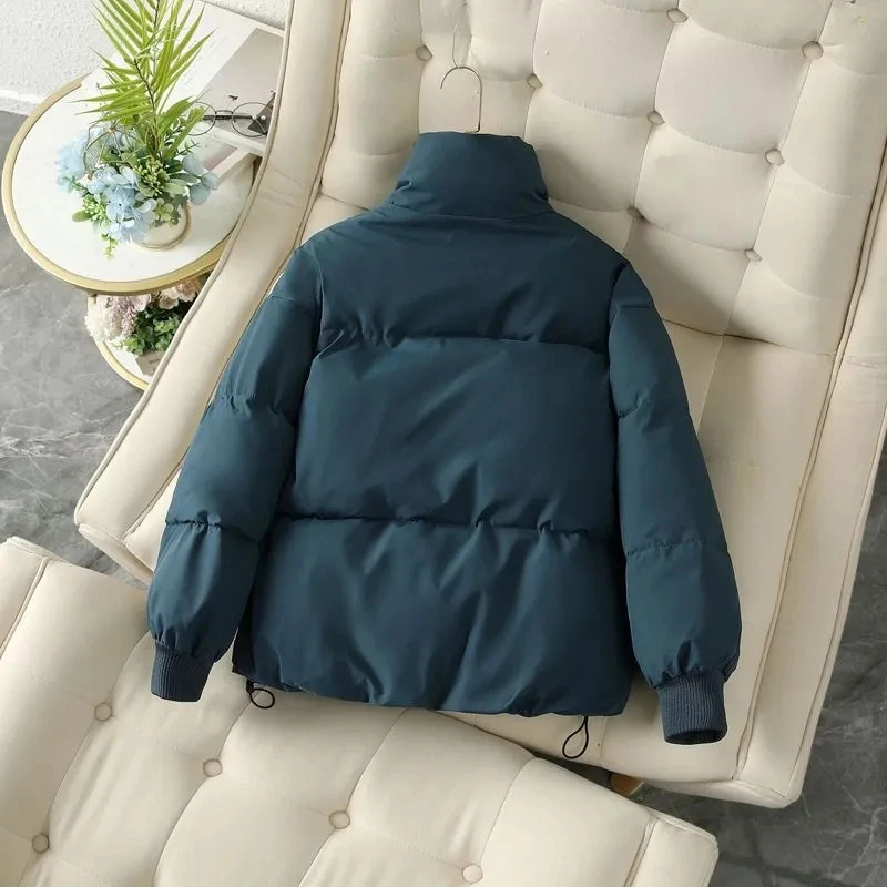 2023 Winter Short Parka Women Korean Style Stand Collar Loose Warm Jacket Ladies Fashion Thicken Down Bread Service Woman 240930